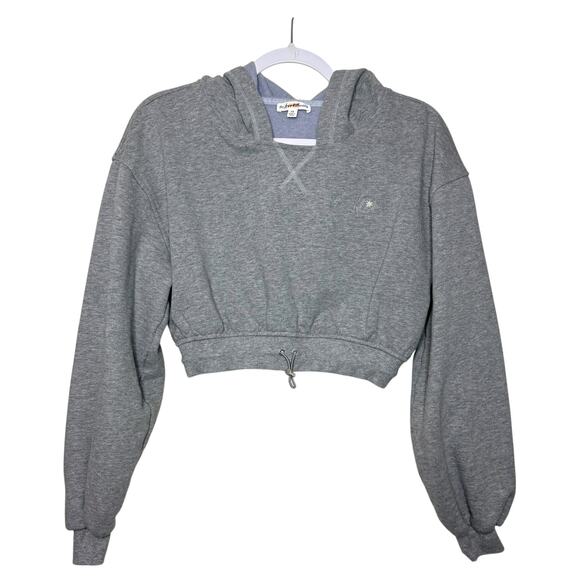 For Love and Lemons Josie Crop Hoodie Sweatshirt Women XS Gray Activewear - Picture 1 of 7